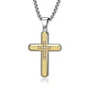 OPJ-002-CR074 New explosive men hexagonal section inlaid stone two-color cross Europe and the United States cross-border titanium steel fashion pendant
